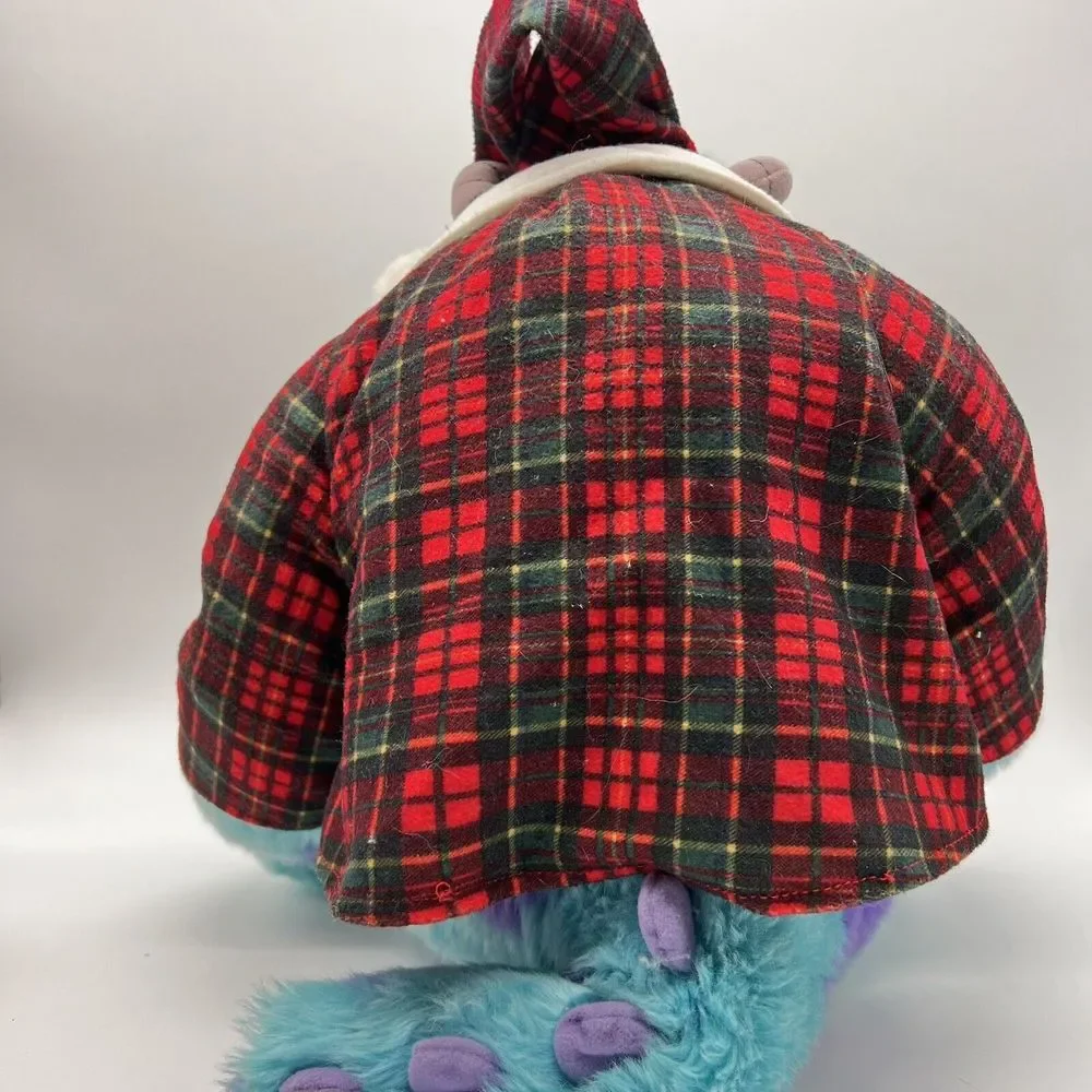 Disney Store Holiday Morning Sully‎ Plush Plaid Pajama Shirt Santa Monsters Inc